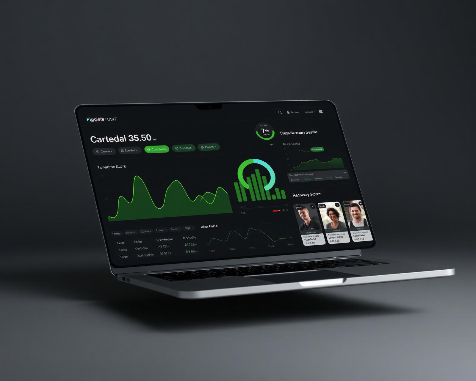 Bekalo digital platform dashboard showing real-time cortisol, stress and recovery data for athletes